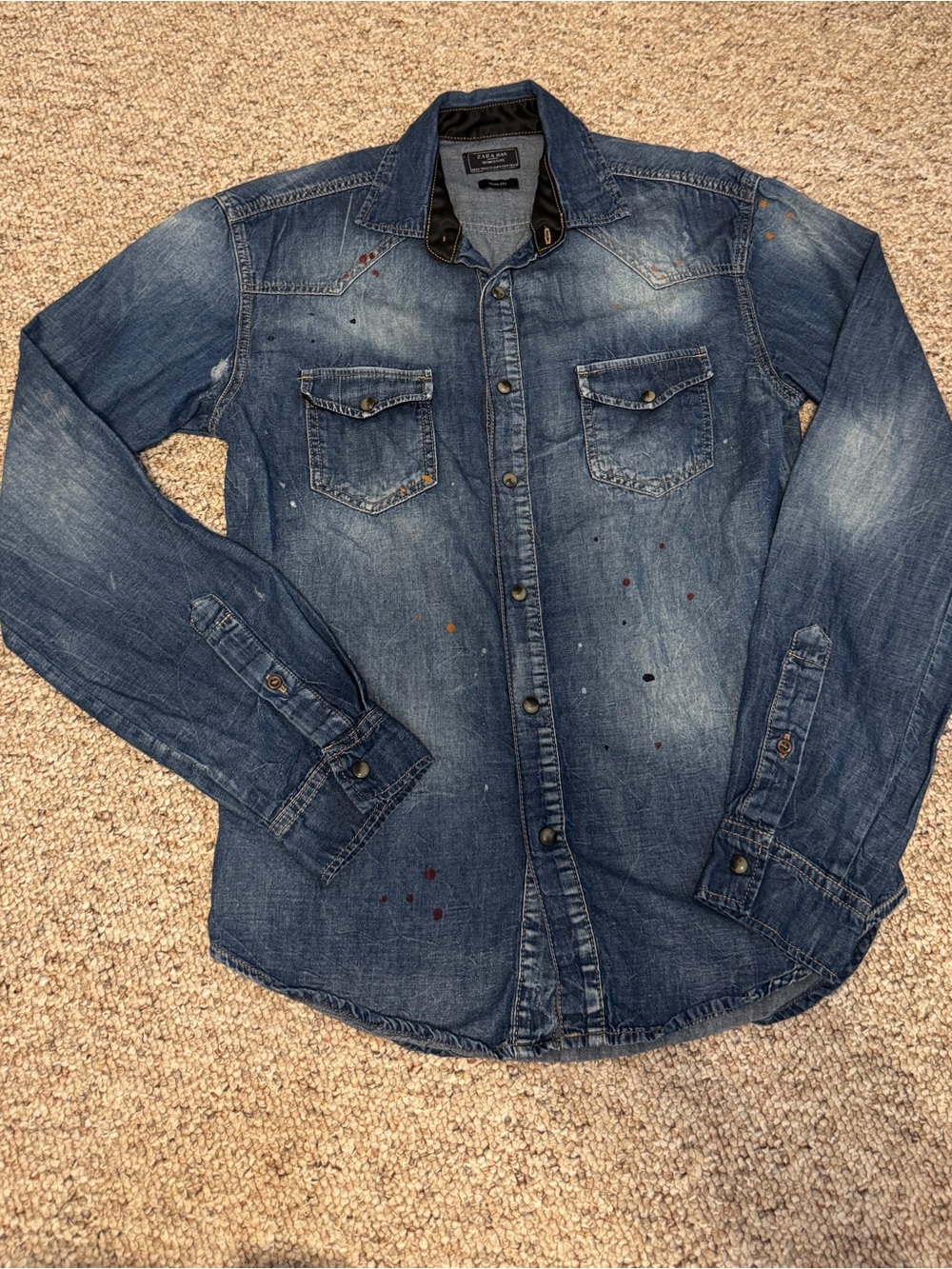 Zara Man Slim Fit Light Blue Denim Shirt